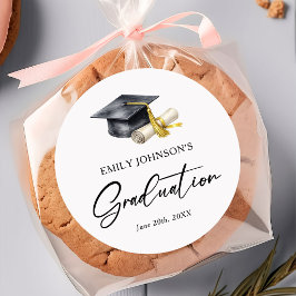 Pegatina Redonda Elegant Minimal Minimalist Graduation