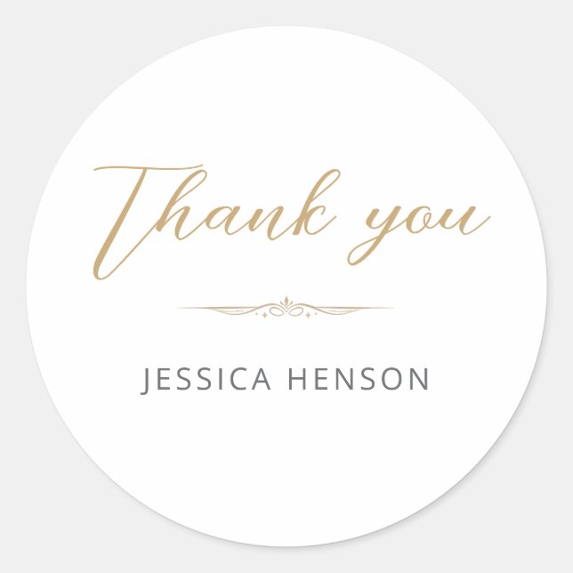 Pegatina Redonda Elegant Minimalist Gold Script Birthday Thank you (Anverso)