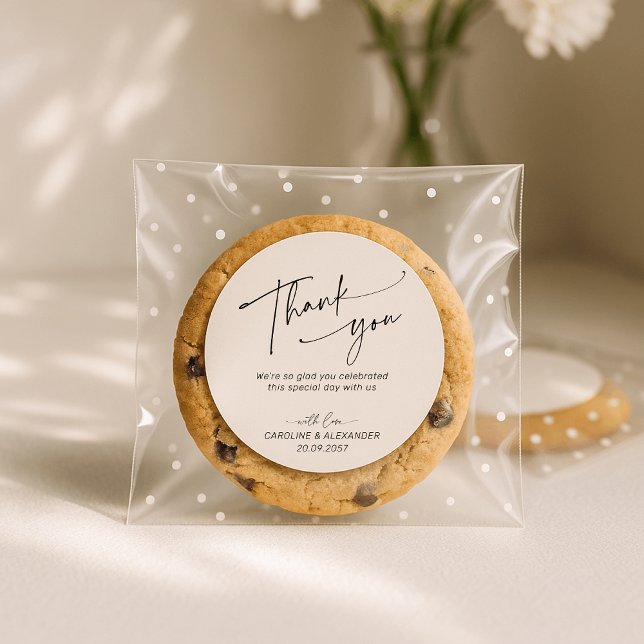 Pegatina Redonda Elegant, modern typography wedding thank you  (Subido por el creador)