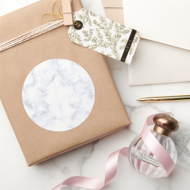 Pegatina Redonda Elegant Modern White Marble (Regalar)