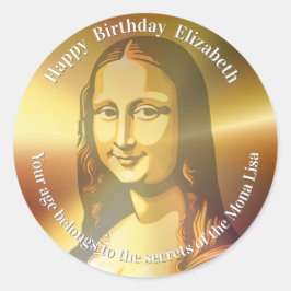 Pegatina Redonda Elegant Mona Lisa Gioconda Leonardo Da Vinci
