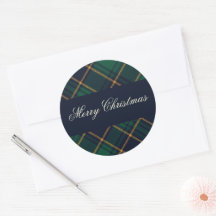 Elegant Navy Green Plaid Christmas