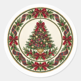 Pegatina Redonda Elegant Plaid Holiday Gift & Envelope Seals