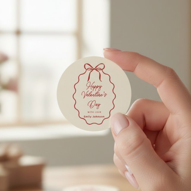 Pegatina Redonda Elegant Red Bow Valentine’s Day Round Sticker  (Subido por el creador)
