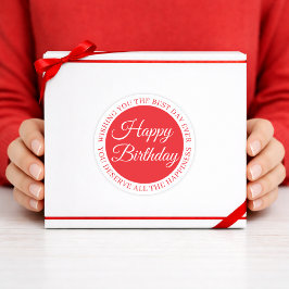 Pegatina Redonda Elegant Red “Happy Birthday” Sticker
