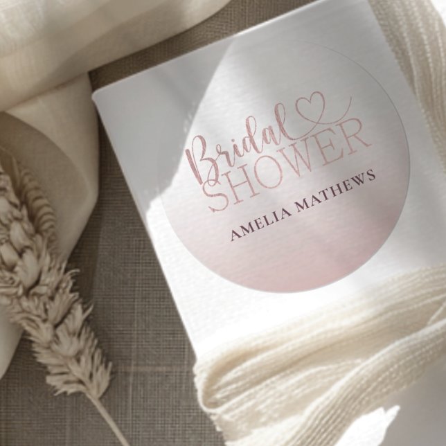 Pegatina Redonda Elegant Rose Gold Glitter Bridal Shower  (Subido por el creador)