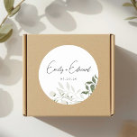 Pegatina Redonda Elegant Sage Greenery and White Floral Wedding<br><div class="desc">The "finishing touch" for your wedding branding. Use these round stickers for favor boxes,  welcome bags,  or DIY programs. The muted sage botanicals offer a clean,  organic look that coordinates perfectly with the rest of your suite.</div>