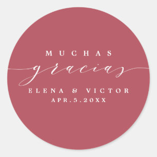 PEGATINA REDONDA ELEGANT SCRIPT MUCHAS GRACIAS   STICKER DE GRACIAS