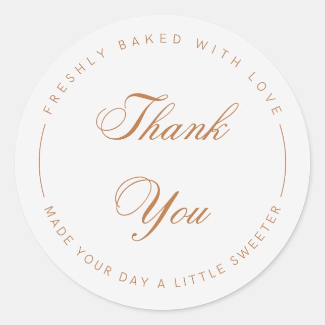 Pegatina Redonda Elegant Script Thank You Bakery Sticker (Anverso)