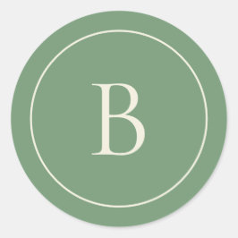 Pegatina Redonda Elegant Simple Sage Monogram Envelope Seal