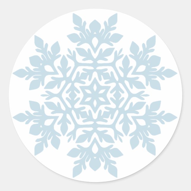Pegatina Redonda Elegant Snowflake (Frost Blue) (Anverso)