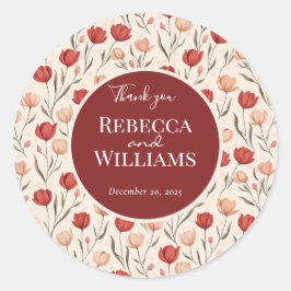 Pegatina Redonda Elegant Tulip Wedding Sticker