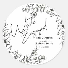 Pegatina Redonda Elegant Typography we're engaged