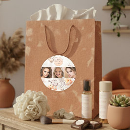 Pegatina Redonda Elegant Watercolor Logo Photo Makeup Thank You