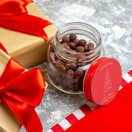 Pegatina Redonda Elegant White Christmas Tree Red Christmas