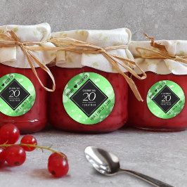 Pegatina Redonda Elegante 20° Aniversario del Boda Esmeralda