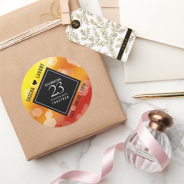 Pegatina Redonda Elegante 23° Aniversario del Boda Imperial Topaz (Regalar)