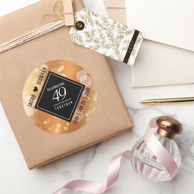 Pegatina Redonda Elegante 49° Aniversario del Boda del Cobre (Regalar)