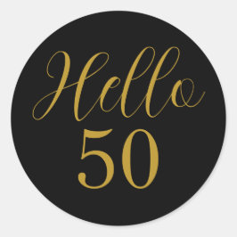 Pegatina Redonda Elegante 50 aniversario de oro negro