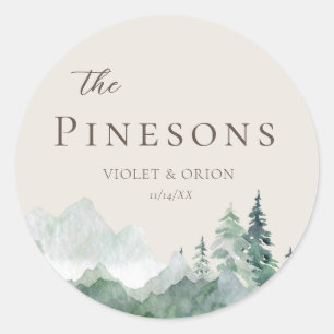 Pegatina Redonda Elegante acuarela Boda Favor Pegatinas