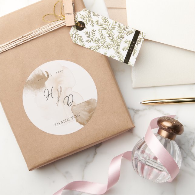 Pegatina Redonda Elegante acuarela Boho (Regalar)