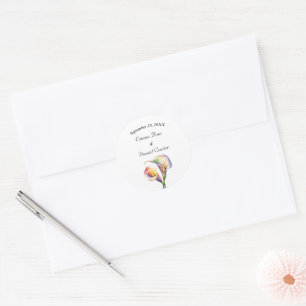 Pegatina Redonda Elegante acuarela Calla Lilies Romántico Floral