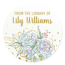 Elegante acuarela Gold Floral Library