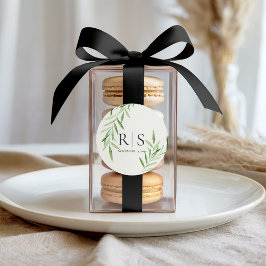 Pegatina Redonda Elegante acuarela Willow Bridal Shower Monograma