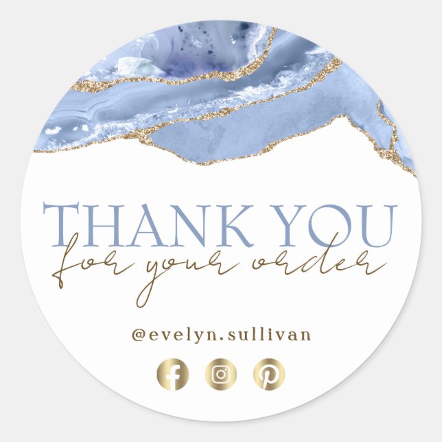 Pegatina Redonda Elegante ágata azul de flor de maíz gracias pegati (Anverso)