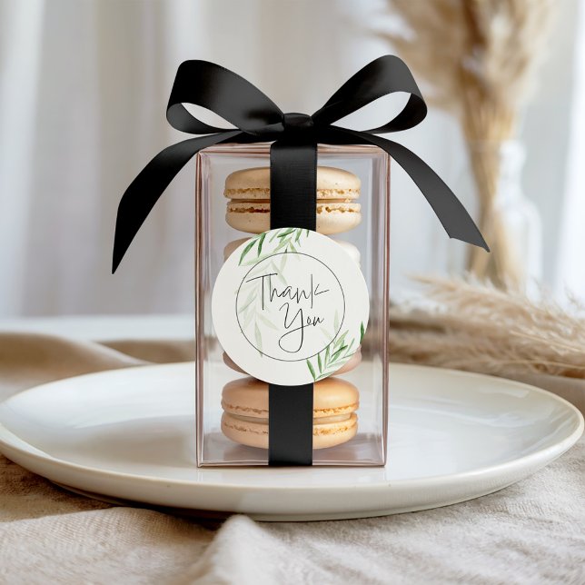 Pegatina Redonda Elegante agradecimiento de boda con acuarela de ve (Subido por el creador)