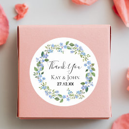 Pegatina Redonda Elegante Agradecimiento de Boda Personalizado con 