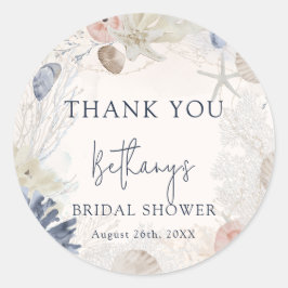 Pegatina Redonda Elegante Agradecimiento de Despedida de Soltera co