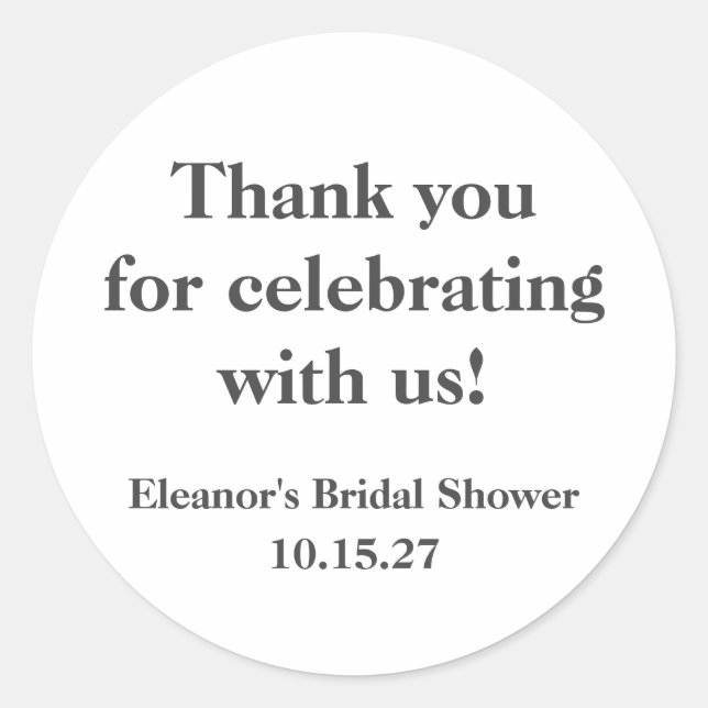 Pegatina Redonda Elegante Agradecimiento de Despedida de Soltera Pe (Anverso)