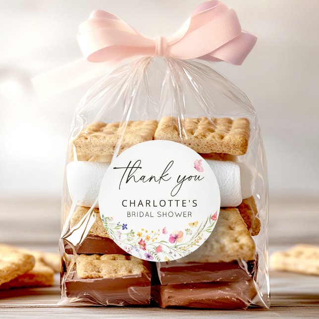 Pegatina Redonda Elegante Agradecimiento Floral para Despedida de S (Subido por el creador)