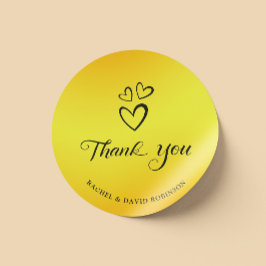 Pegatina Redonda Elegante Agradecimiento Negro y Dorado