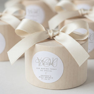 Pegatina Redonda Elegante Agradecimiento Neutral Cremoso