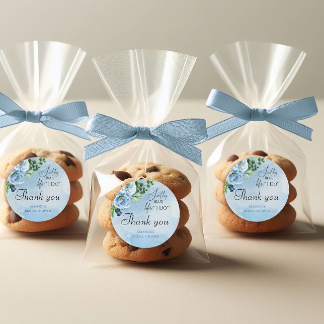 Pegatina Redonda Elegante Algo Floral Azul Ducha Bridal (Subido por el creador)