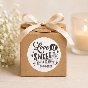 Pegatina Redonda Elegante Amor Es Dulce caligrafía Corazón