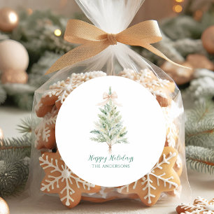 Pegatina Redonda Elegante árbol de Navidad personalizado