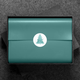 Pegatina Redonda Elegante árbol de Navidad   Plátano acuático de lu
