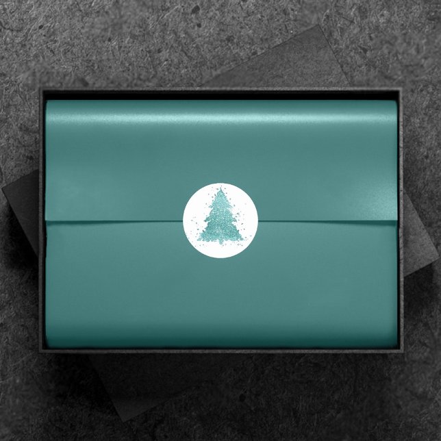 Pegatina Redonda Elegante árbol de Navidad | Plátano acuático de lu (Subido por el creador)