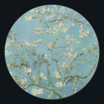 Pegatina Redonda Elegante árbol "flor de almendras"<br><div class="desc">Pegatinas con la pintura "Almond Blossom" de Vincent van Gogh. ¡Personalizable. Ideal para un boda.</div>