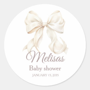 Pegatina Redonda Elegante Arco Blanco Baby Shower Clásico Stick Red