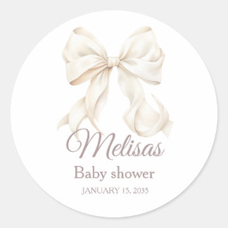 Pegatina Redonda Elegante Arco Blanco Baby Shower Clásico Stick Red