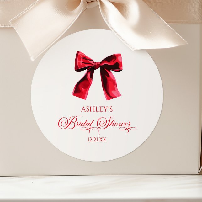 Pegatina Redonda Elegante Arco de Coqueta Rojo para Despedida de So (Subido por el creador)