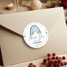 Pegatina Redonda Elegante arco iris floral Baby Shower Gracias