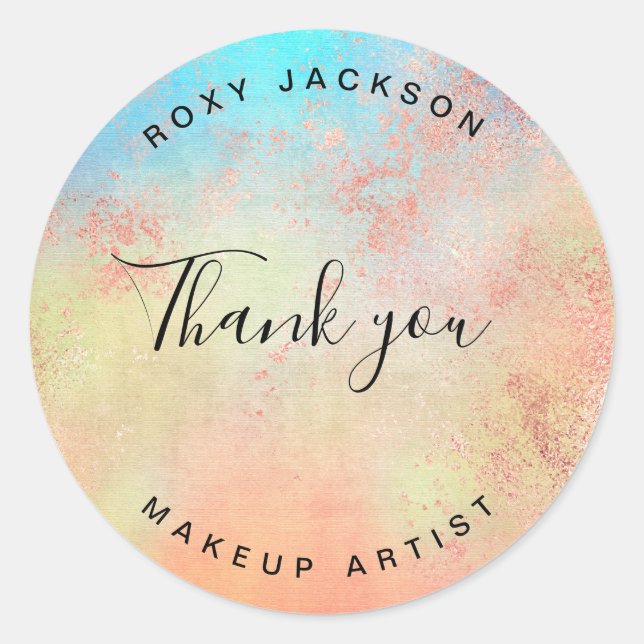 Pegatina Redonda Elegante artista moderno de maquillaje de acuarela (Anverso)