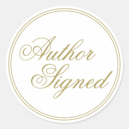 Pegatina Redonda Elegante autor blanco firmado