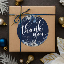 Elegante azul marino y floral plateado