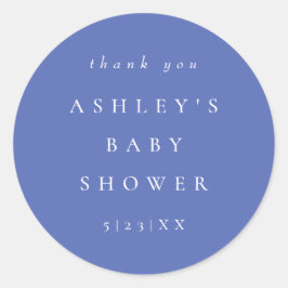 Pegatina Redonda Elegante Baby Shower de coordenadas Periwinkle